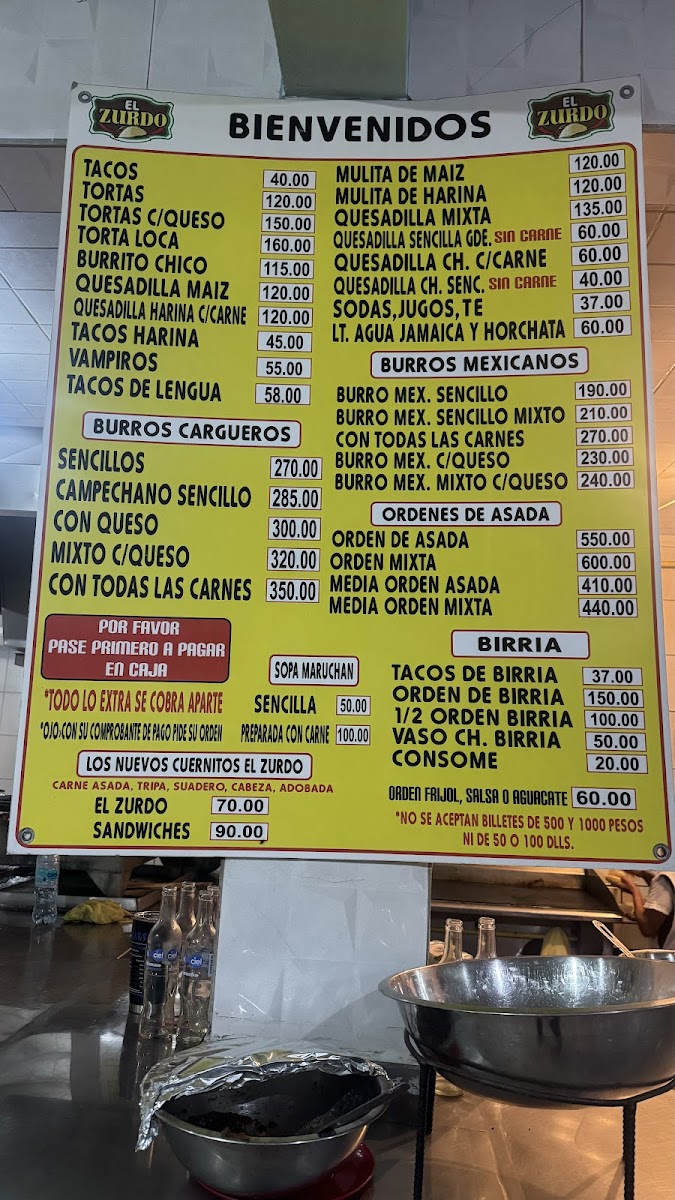 Tacos El Zurdo Menu - Image 2