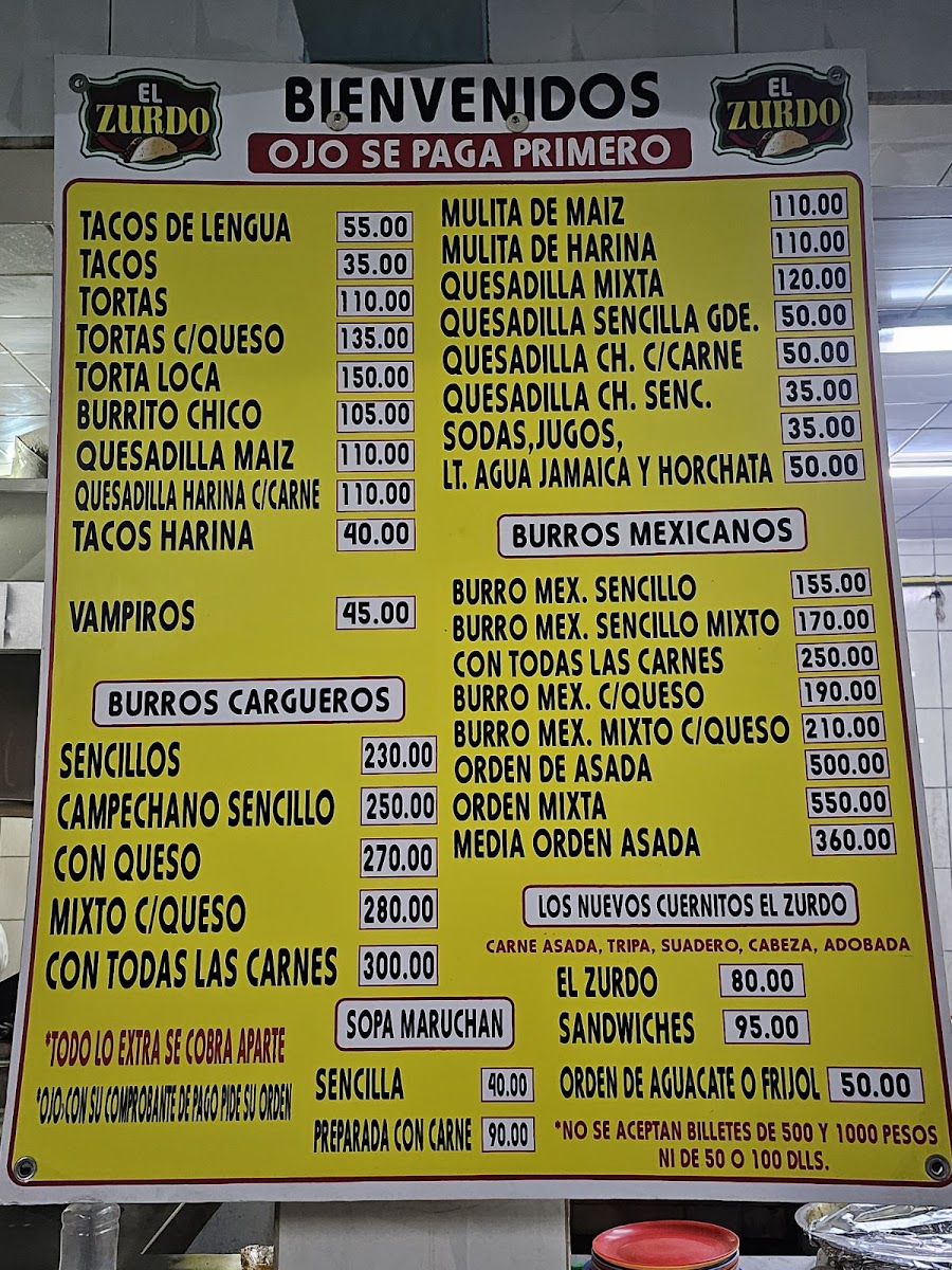 Tacos El Zurdo Menu - Image 3